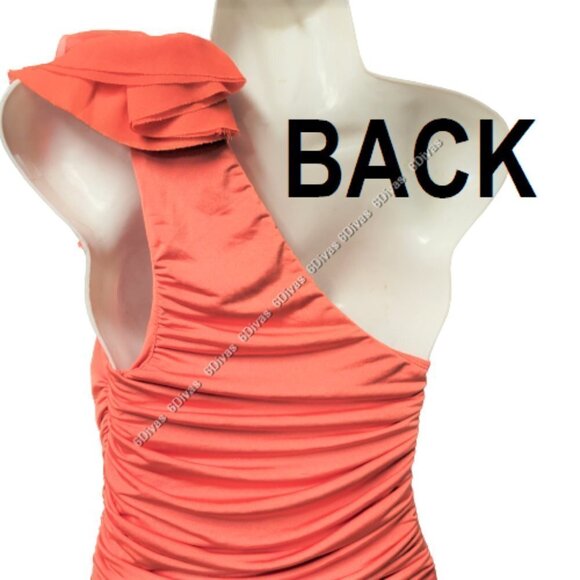 SEXY orange one shoulder figure hugging cocktail tight dress size M - Picture 4 of 12